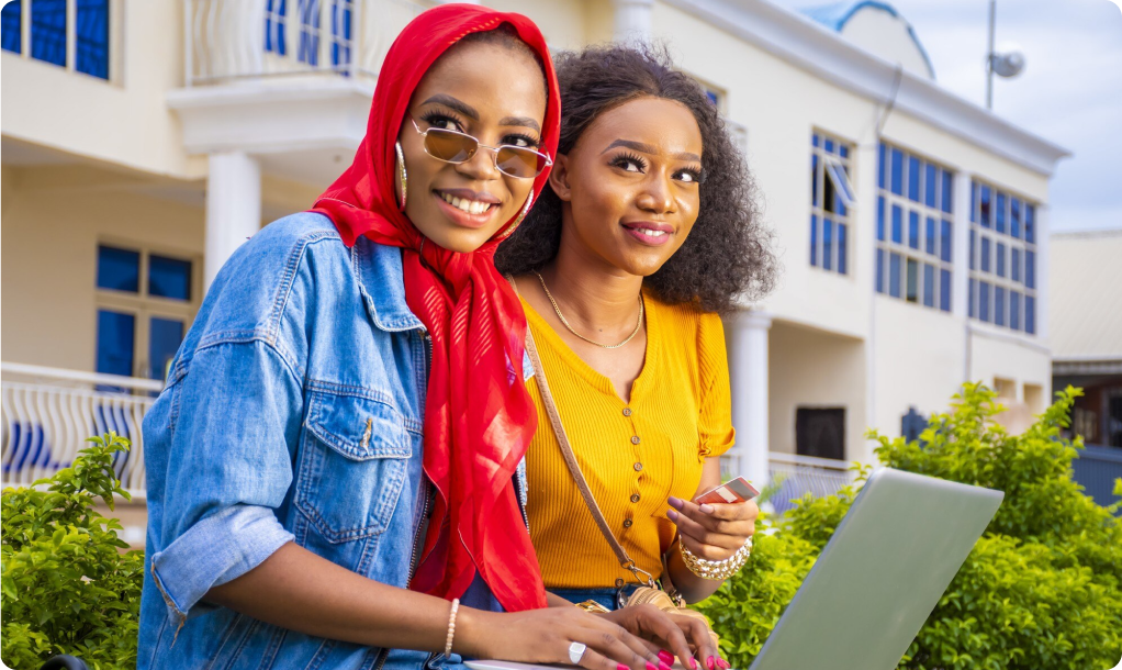 Two students on campus