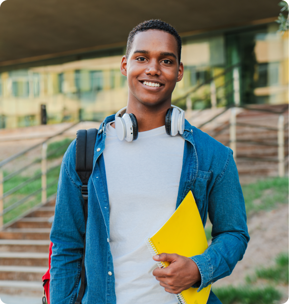Male student with books